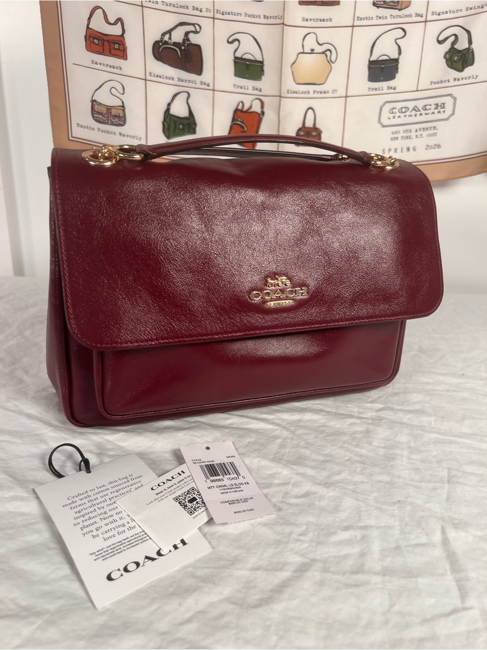 Coach Elodie Crossbody Bag in Dark Wine - Very Good Condition